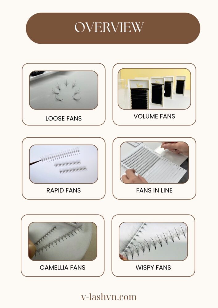 Overview of our promade fans 100% handmade
