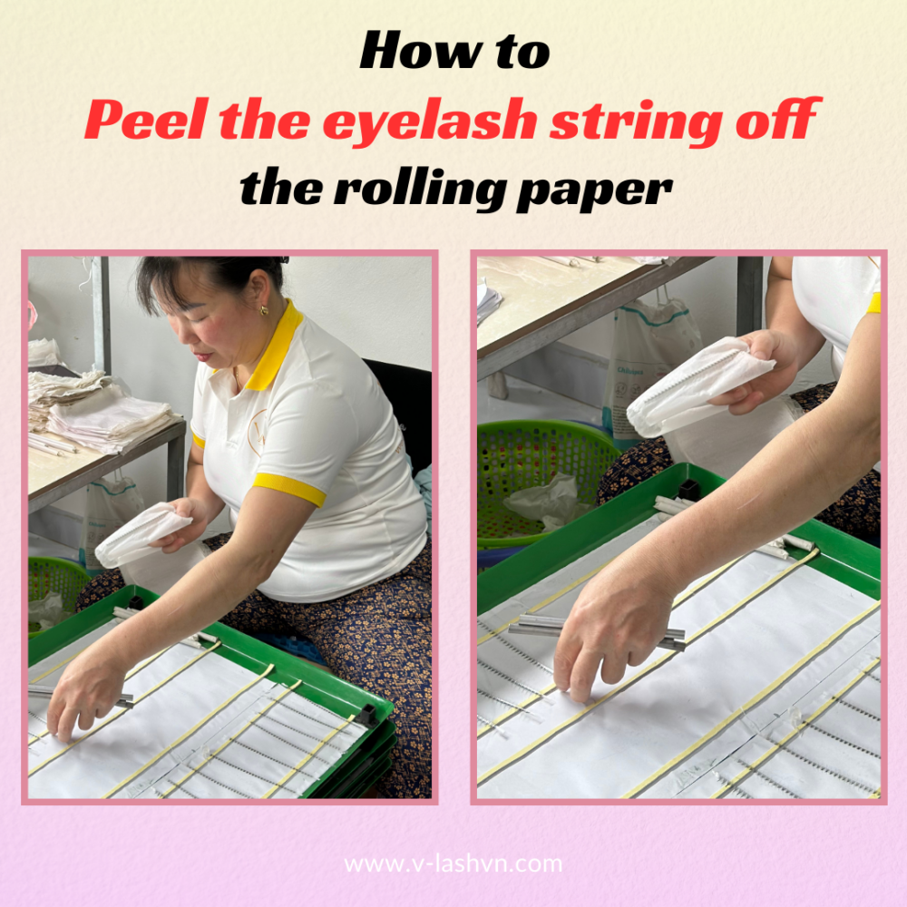 How to peel the eyelash string off the rolling paper